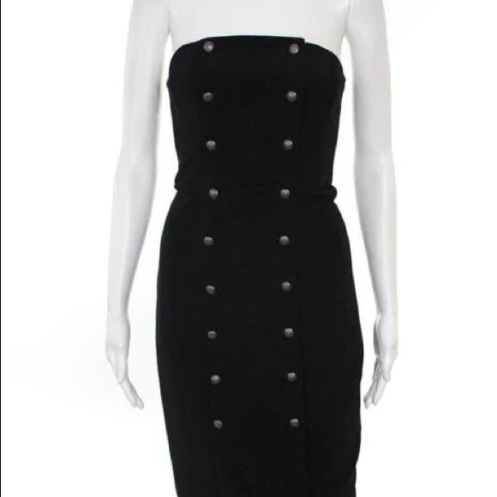 Intermix Black Strapless Button Detail Dress - image 2